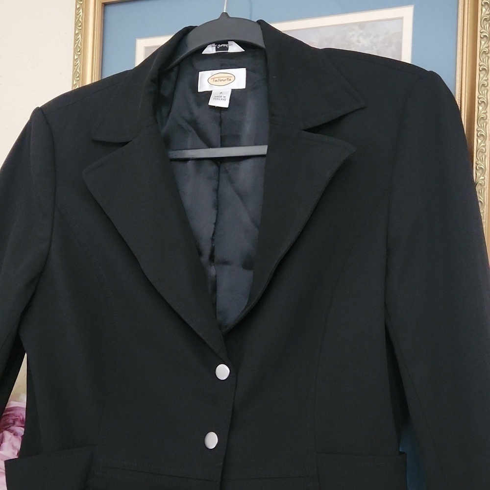 Talbots Stretch Black Blazer Collegiate Preppy Career Luxury Feminine Minimalist - Picture 2 of 16